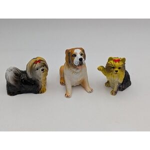 New Ray Dog Plastic Yorkshire Terrier St Bernard Shih Tzu Lot of 3